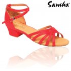 Kindertanzschuh MARINA, Satin Schwarz oder Rot oder Flesh, 3 cm Absatz 