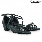 Kindertanzschuh ADELITA, Satin Schwarz, 3 cm Absatz 